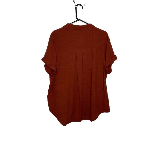 Apraw Burnt Orange Short Sleeve Button Up Summer Casual Plus Size XXL Womens - Picture 3 of 5